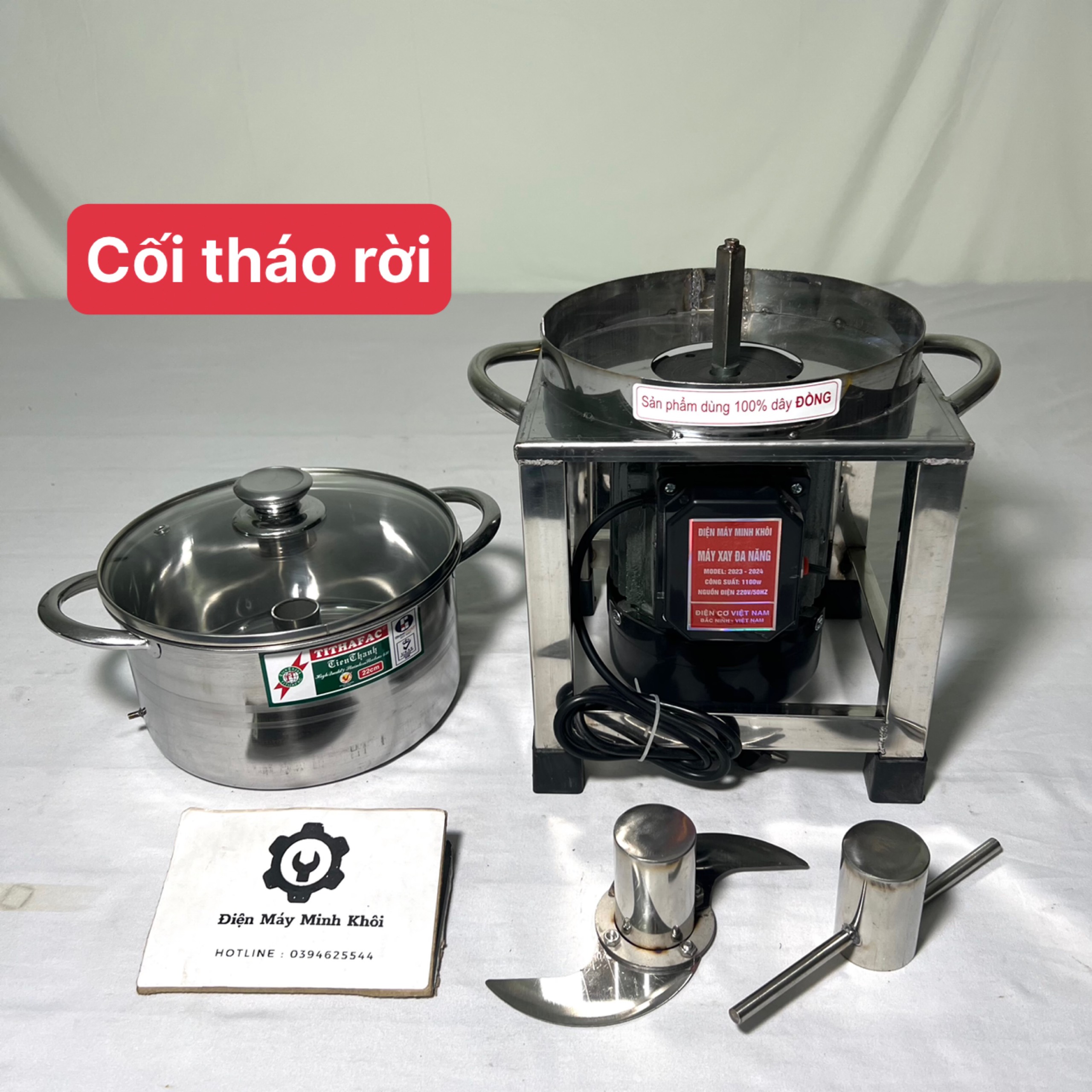 Máy xay thịt công nghiệp đa năng, làm chà bông 1100W- Nồi tháo rời| Máy xay chả cá, xay gia vị