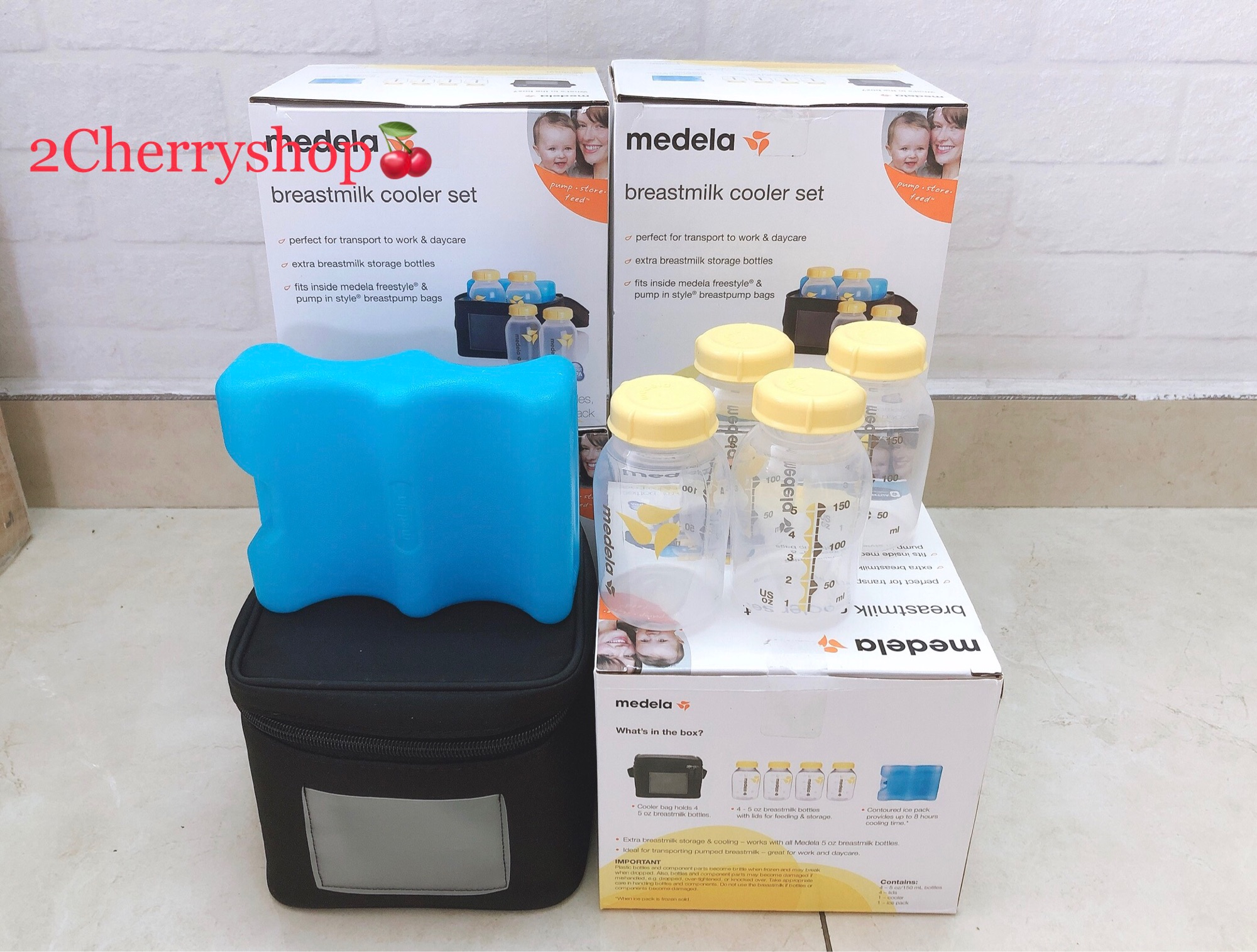 Set túi đá khô + 4 bình trữ medela 150 ml