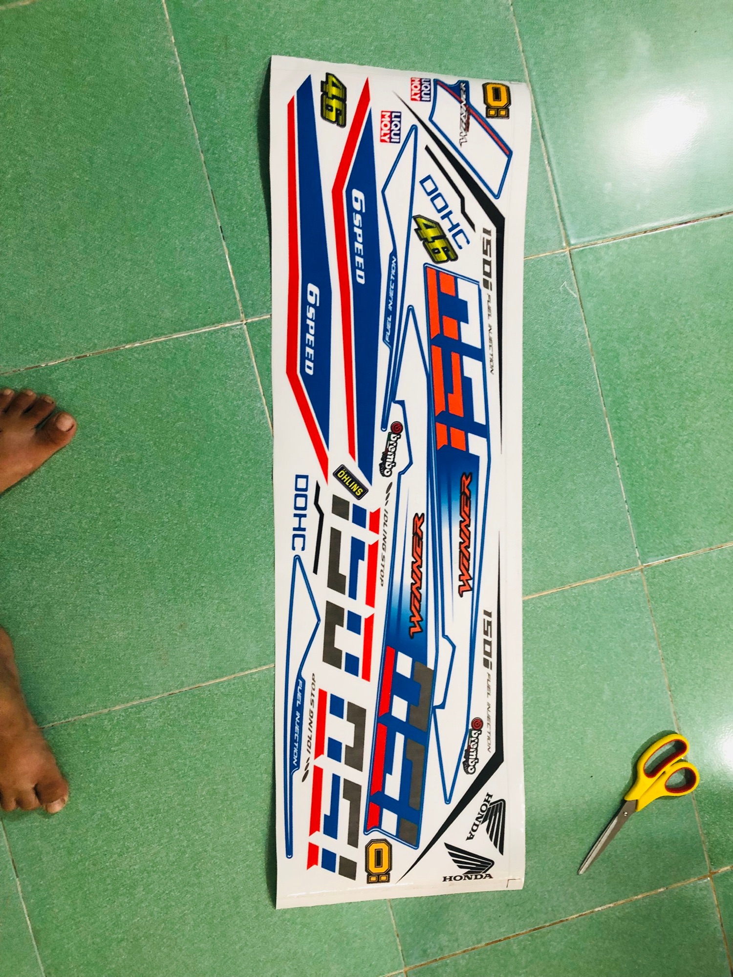 Tem rời honda winner 150 trắng xanh