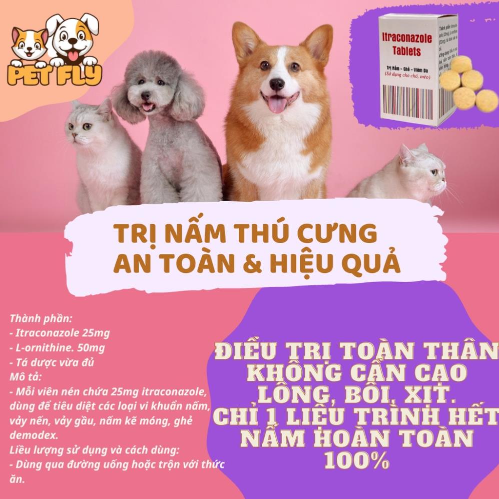 Viên nhai hết nấm. ghẻ. viêm da toàn thân cho Mèo 2-5kg/Chó 5-10kg