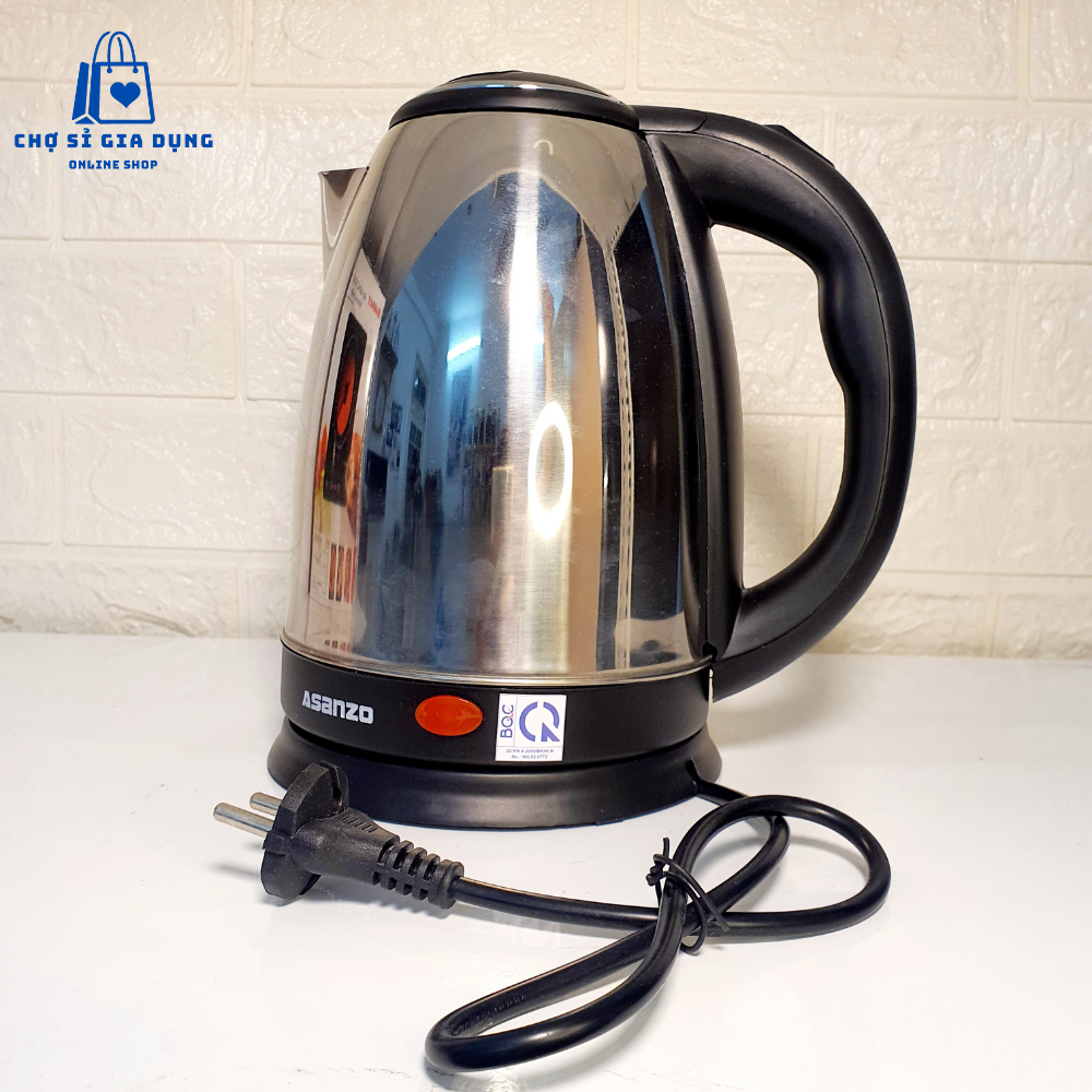 Ấm đun siêu tốc 1.8 lít, công suất 1500w asanzo sk-1800 thân inox sạch sẽ mau sôi - chợ sỉ gia dụng