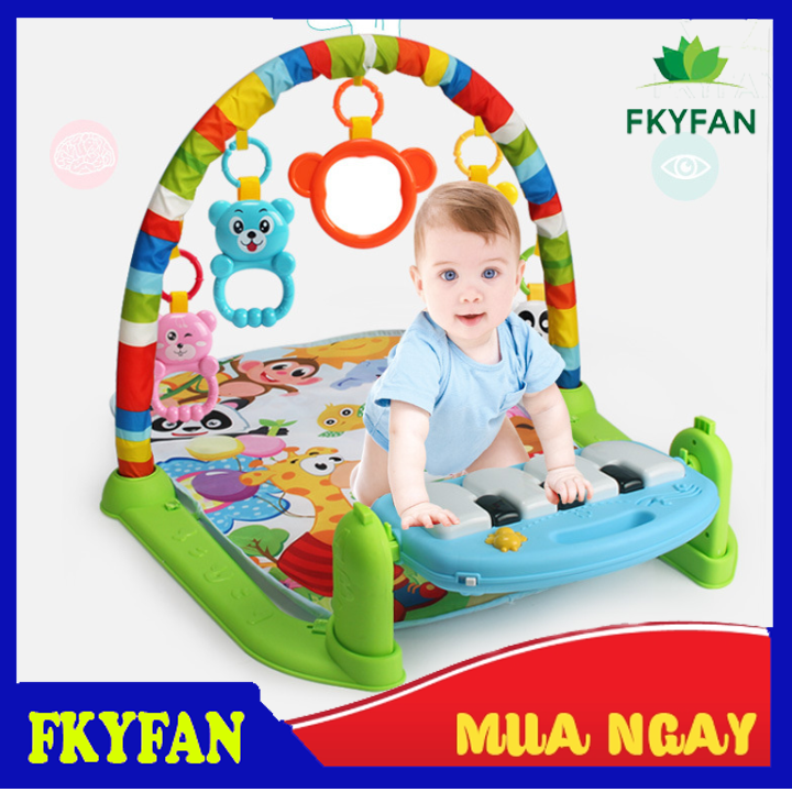 Thảm nhạc - Thảm Vườn Thú nằm vui nhộn cho bé chơi có nhạc piano thích hợp cho bé từ 0-18 tháng tuổi , hình ảnh màu sắc bắt mắt, thu hút trẻ nhỏ, đàn piano có đèn và nhạc