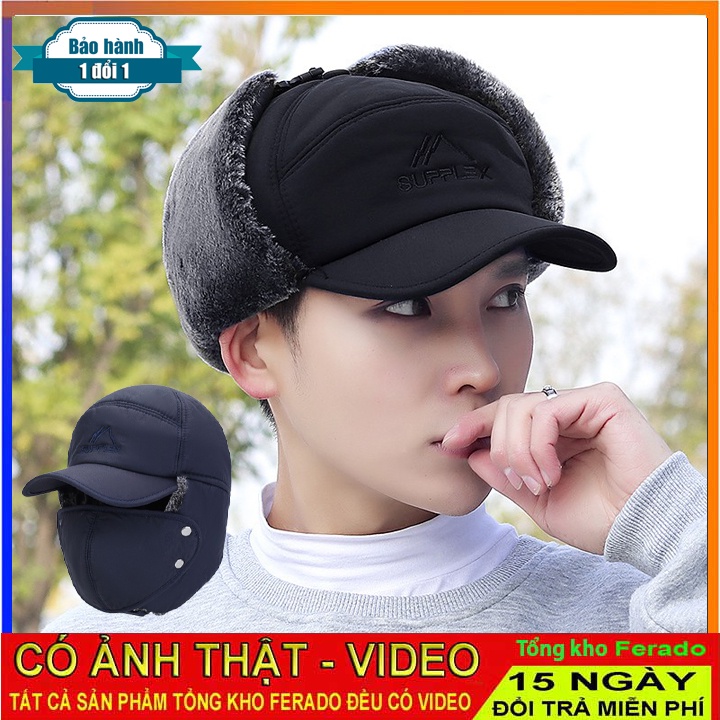 Mũ nam trùm tai siêu ấm, Mũ lưỡi trai lót lông