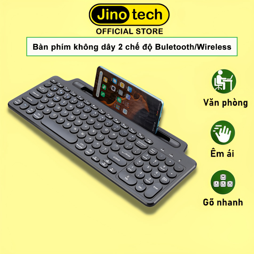  Jinotech picking 569s 2-mode Bluetooth and 2.4GHz wireless keyboard for computer phone table PC office keyboard 
