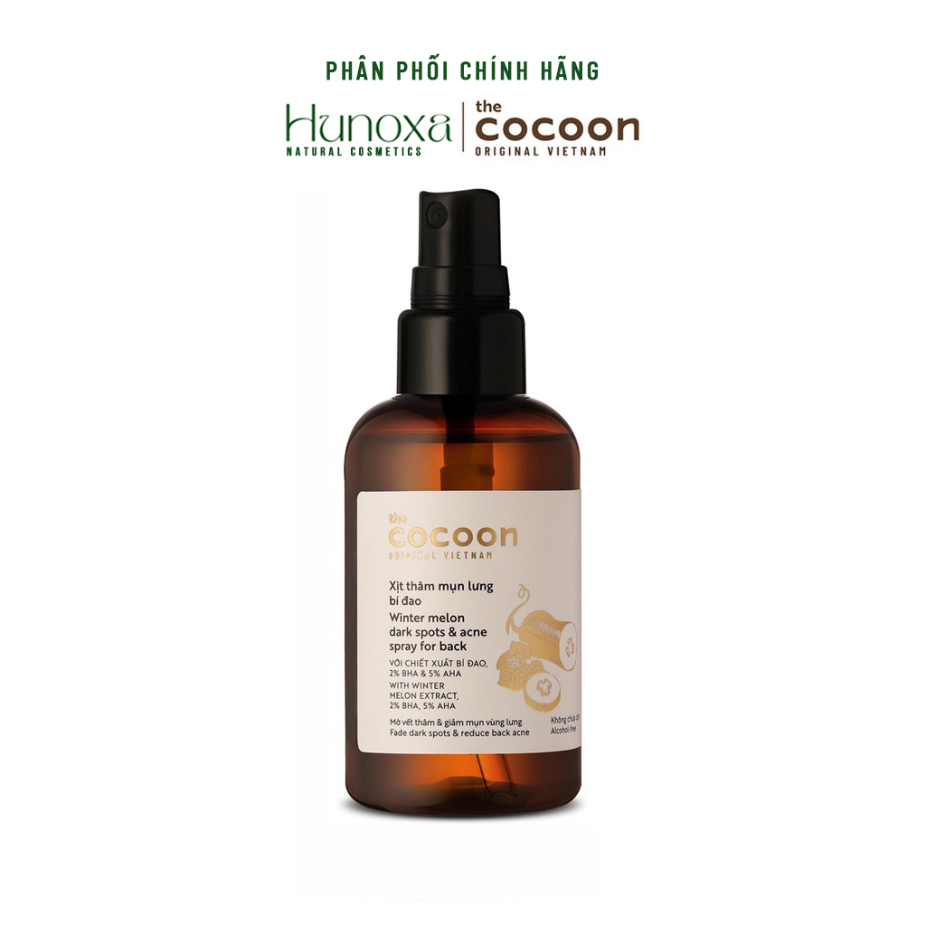 Xịt thâm mụn lưng bí đao Cocoon, giảm thâm mụn, mịn màng da 140ml - HUNOXA