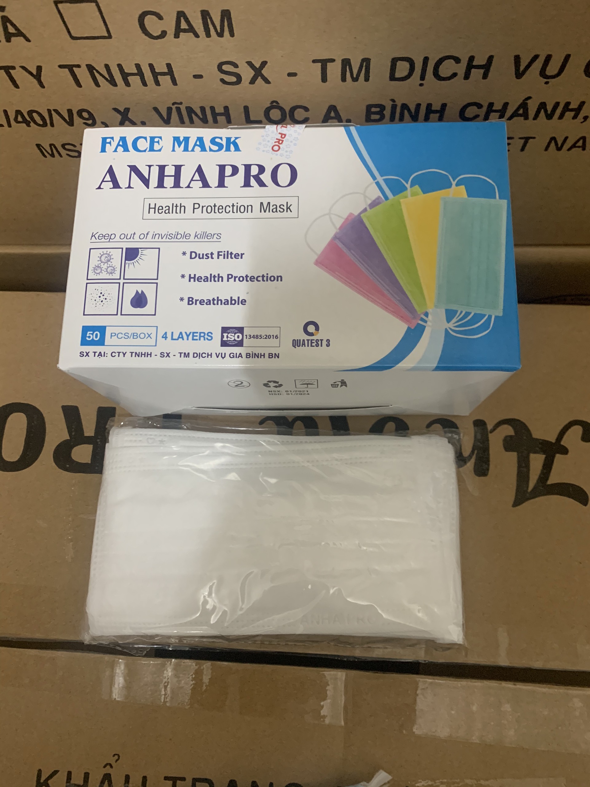 [HCM][Sẵn hàng giao ngay] Hộp 50 cái An Hạ màu trắng. 4 lớp vải không dệt
