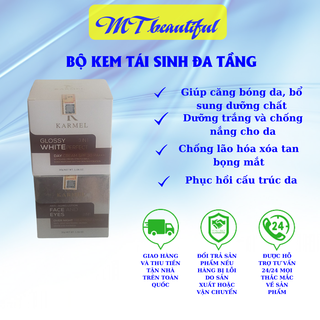 Kem dưỡng tái sinh đa tầng ngày và đêm KAMEL chính hãng, căng bóng da, dưỡng trắng, chống nắng, chống lão hoá, xoá tan bọng mắt, phục hồi cấu trúc da