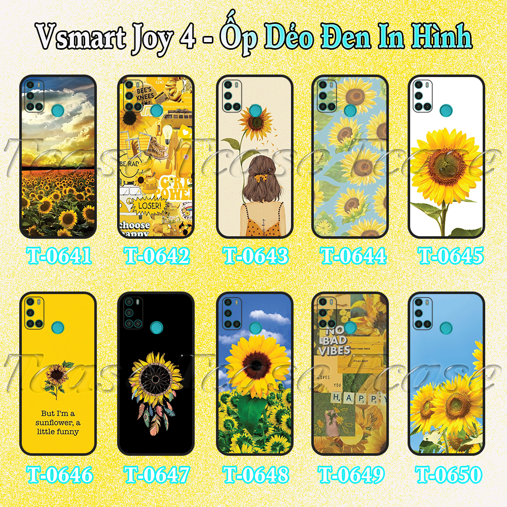 Ốp lưng Vsmart Joy 4 - Ốp dẻo đen in hình Hoa Hướng Dương hy vọng