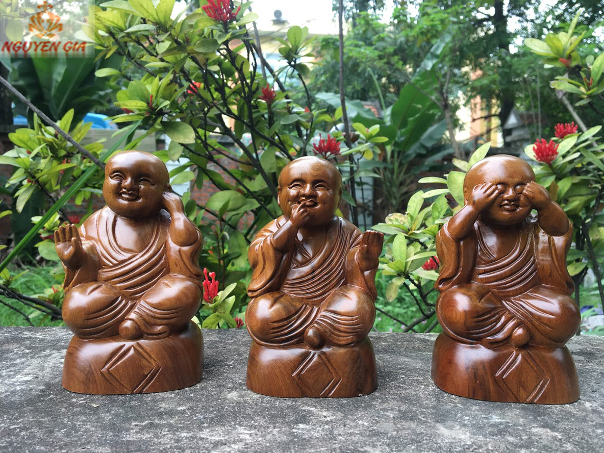 Trang trí bàn làm việc, Bộ tượng tam không bằng gỗ bách xanh