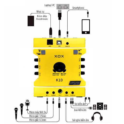 Bộ sound card XOX K10 mẫu mới thu âm hát live stream karaoke hay có lọc âm autotune