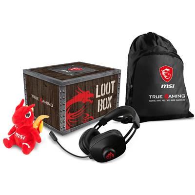 Combo msi loot box lv.2 tai nghe gaming msi có mic tặng linh vật nhồi bông msi & balo đeo msi