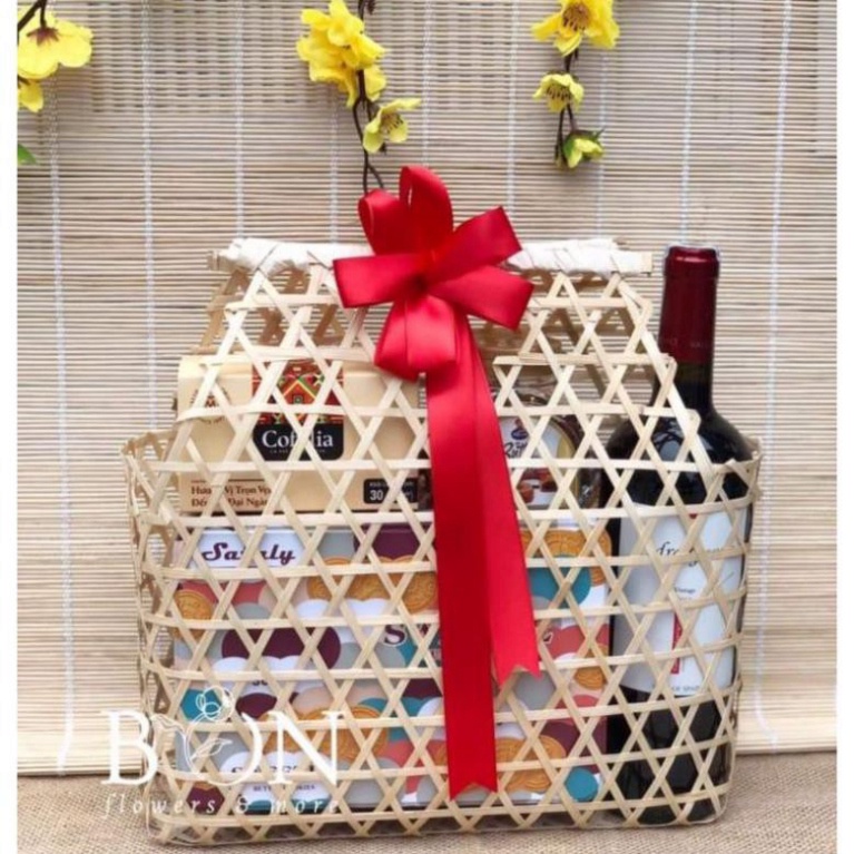 Combo 10 làn tre hộp tre giỏ tre đựng quà size 33h10cm