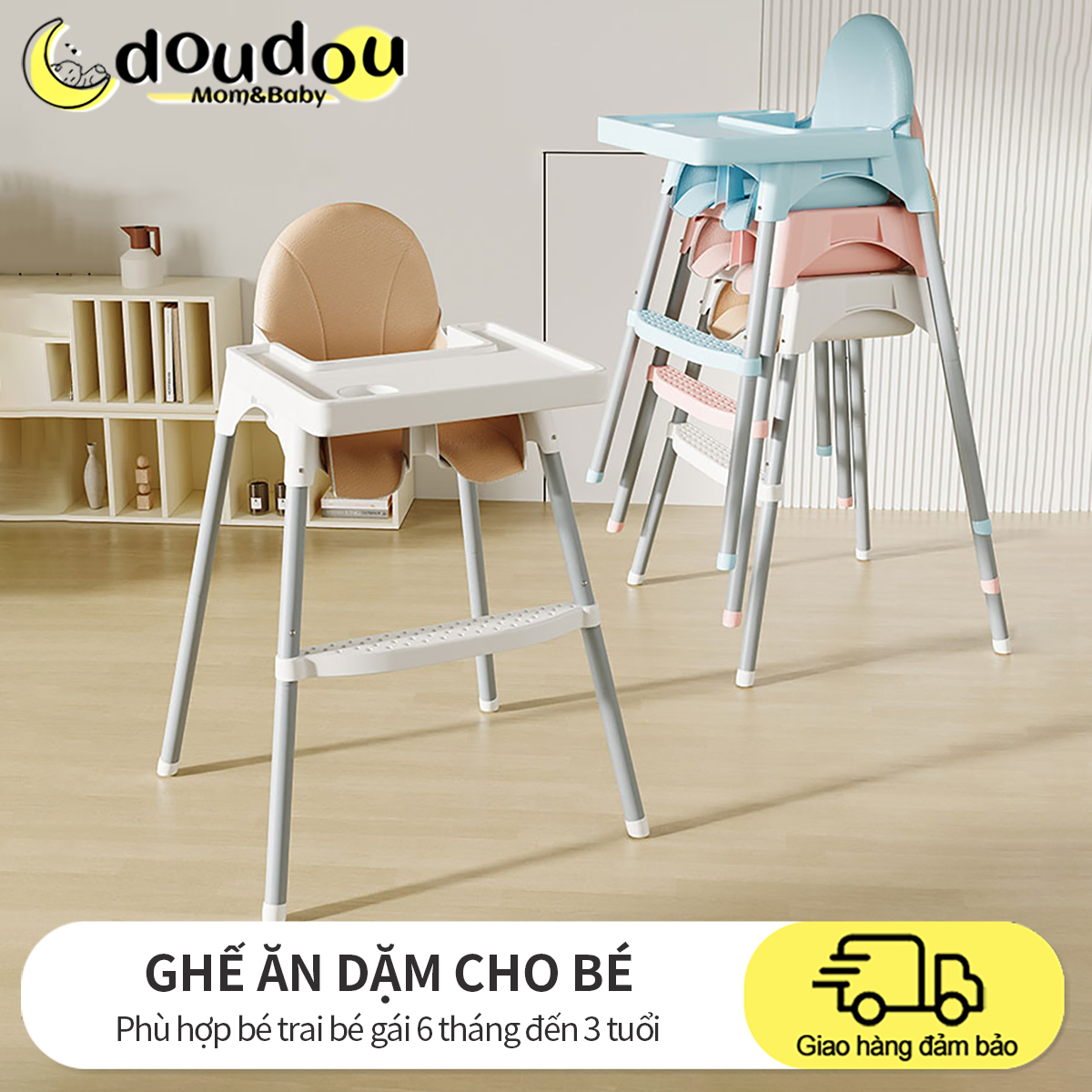 Ghế ăn dặm bàn ăn cho bé kèm mặt bàn 3 dây đai an toàn sử dụng cho bé từ 6 tháng đến 3 tuổi