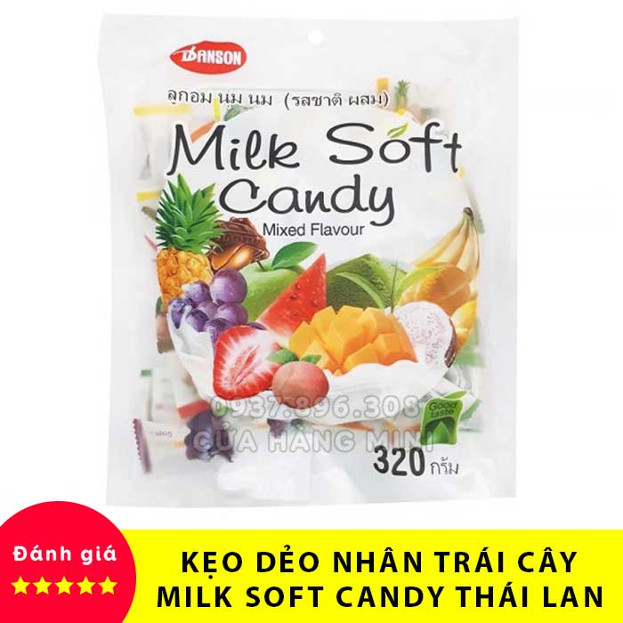 Kẹo dẻo sữa hương trái cây milk soft candy thái lan - 320g