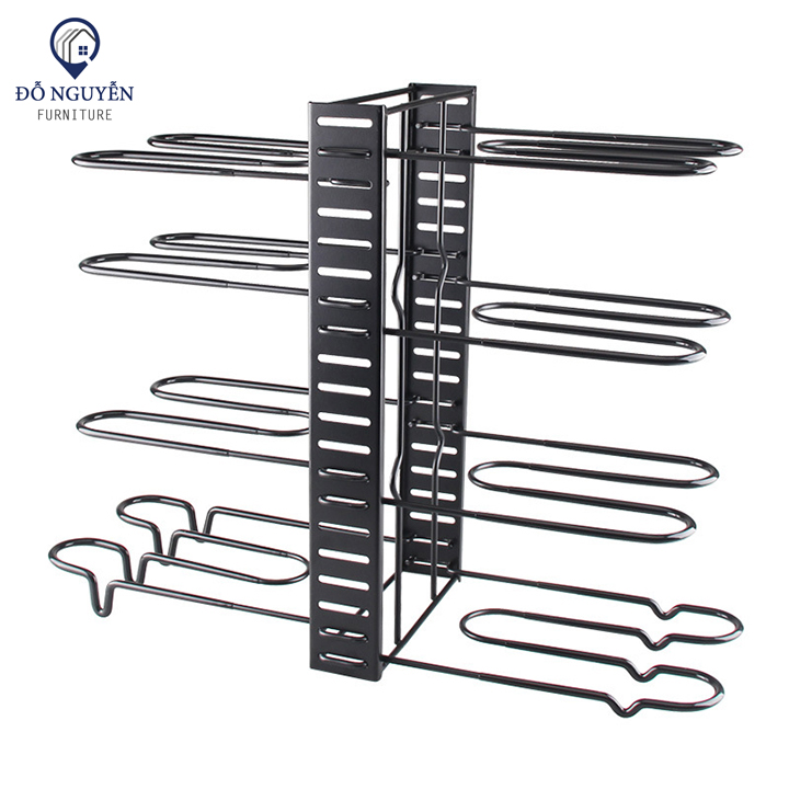Kệ Để Xoong Nồi Chảo Nhà Bếp DNF Bằng Sắt 8 Ngăn Bọc Nhựa Chống Trơn Chắc Chắn | Kệ Úp Xoong Nồi Nhà Bếp