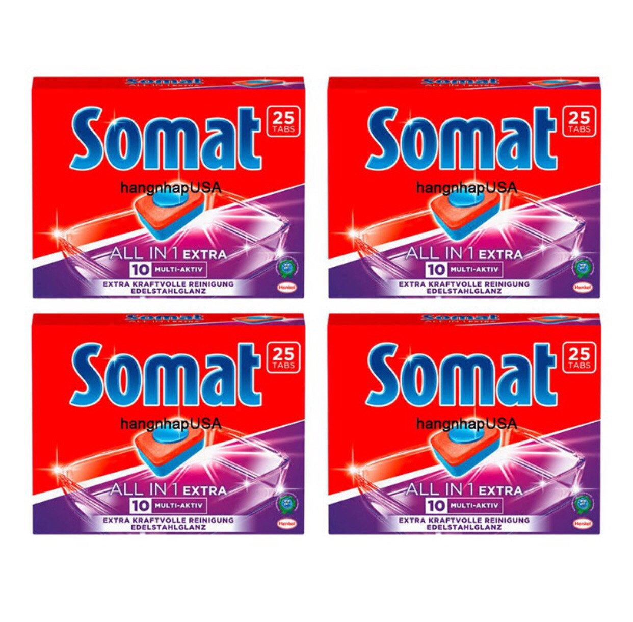 Combo 4 hộp viên rửa bát somat all in 1 extra 10 multi 25 viên - đức