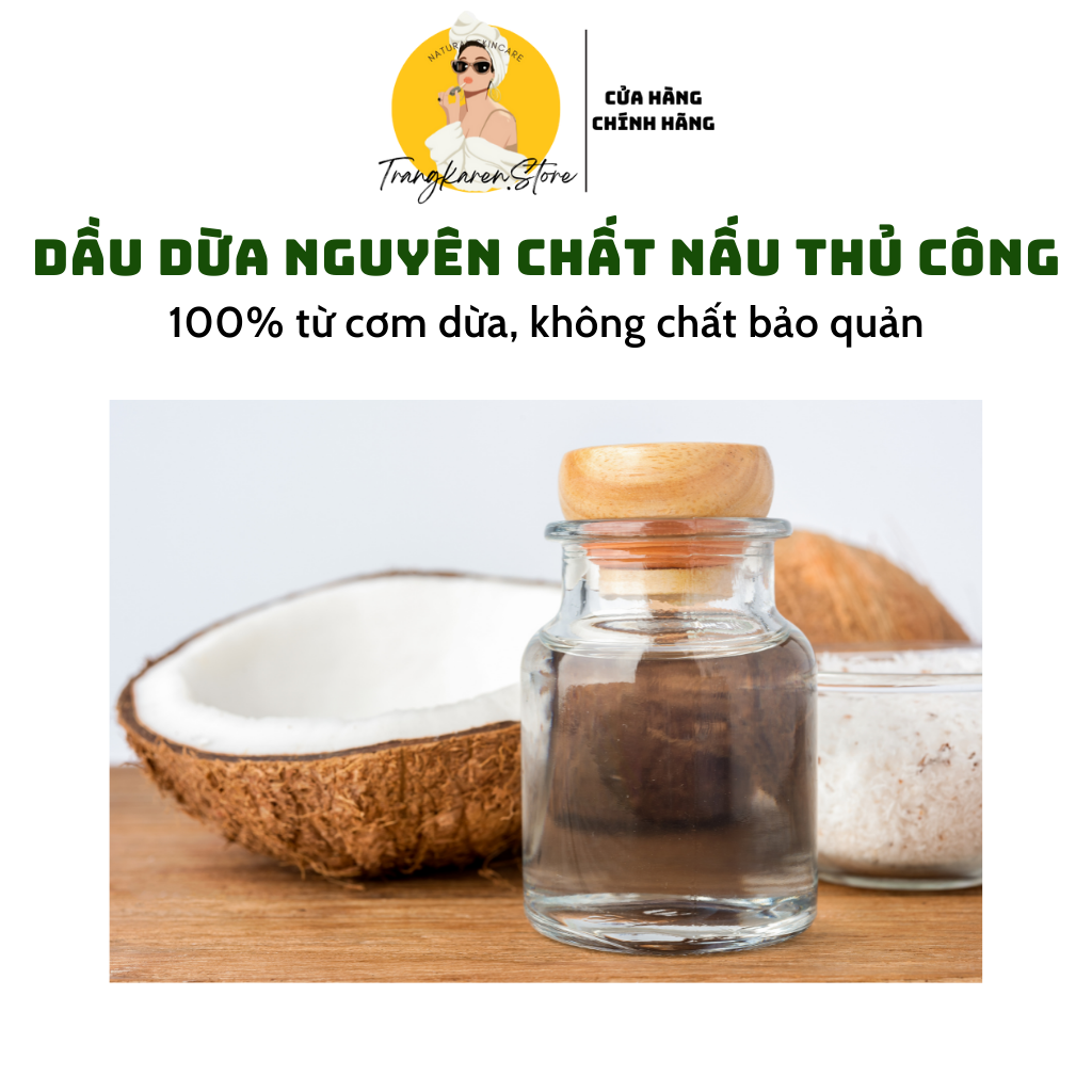 Dầu dừa nguyên chất dưỡng mi dưỡng tóc dưỡng môi nấu thủ công massage xóa rạn da chai vòi xịt 500ml