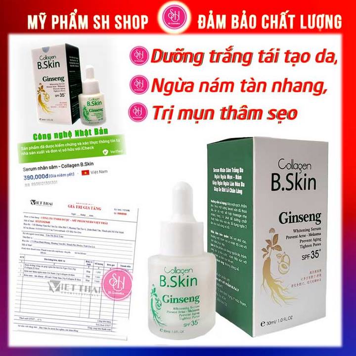 Tinh chất dưỡng da trắng mịn, ngừa nám tàn nhang, giảm mụn collagen Bskin