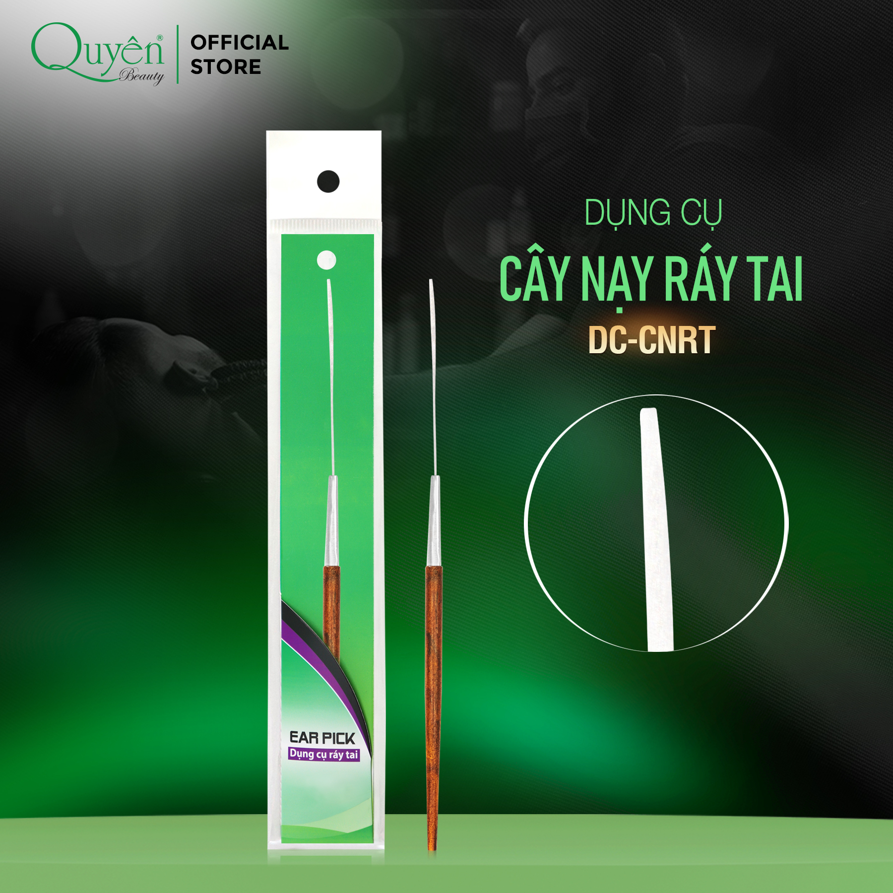 Cây nạy ráy tai inox gỗ hương dụng cụ ráy tai mỹ phẩm quyên chính hãng