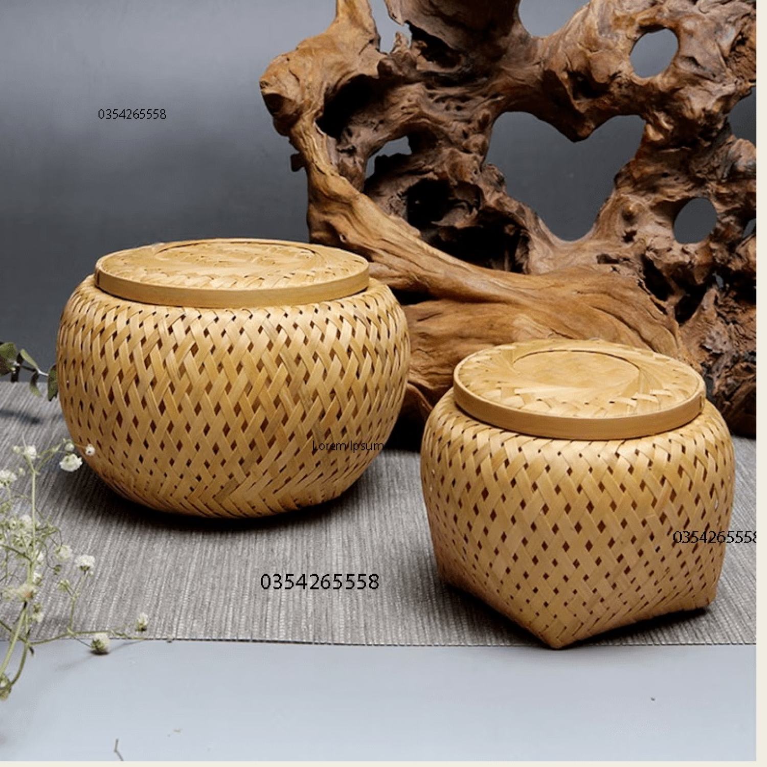 Hộp tre 2 lớp đựng đồ dùng đồ ăn