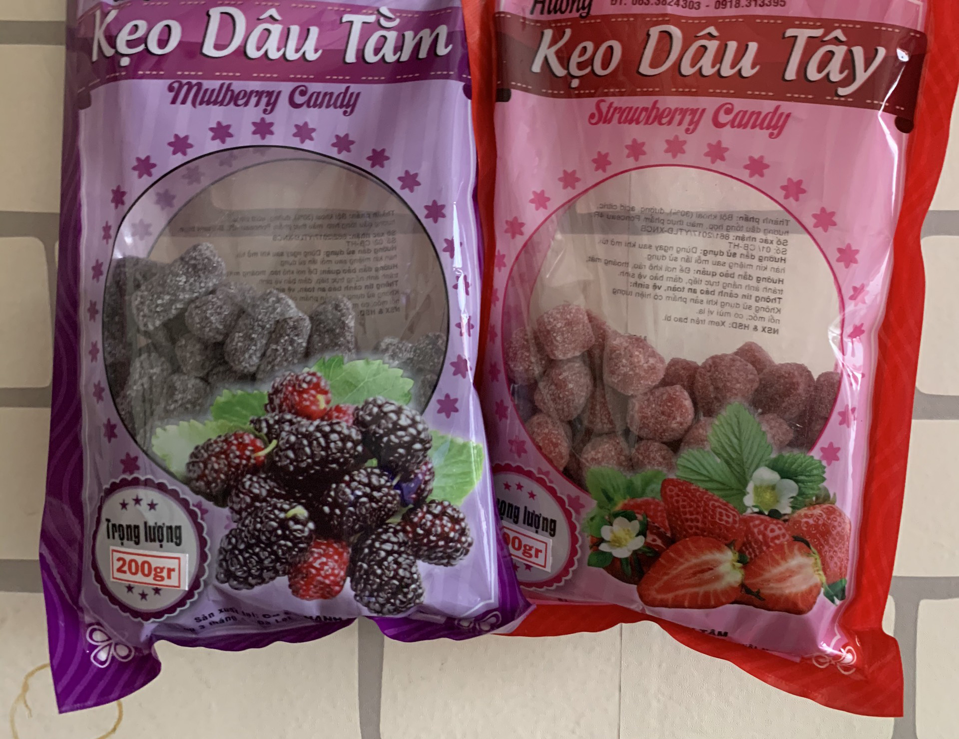 Kẹo dâu tây & dâu tằm đà lạt 200g/gói