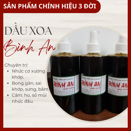 Dầu Xoa Bóp Bình An Công Chính Chai 330ml - Hỗ trợ đau nhức xương khớp, mỏi vai gáy, thấp khớp, tê bại, chấn thương do bong gân, sai khớp, sưng bầm