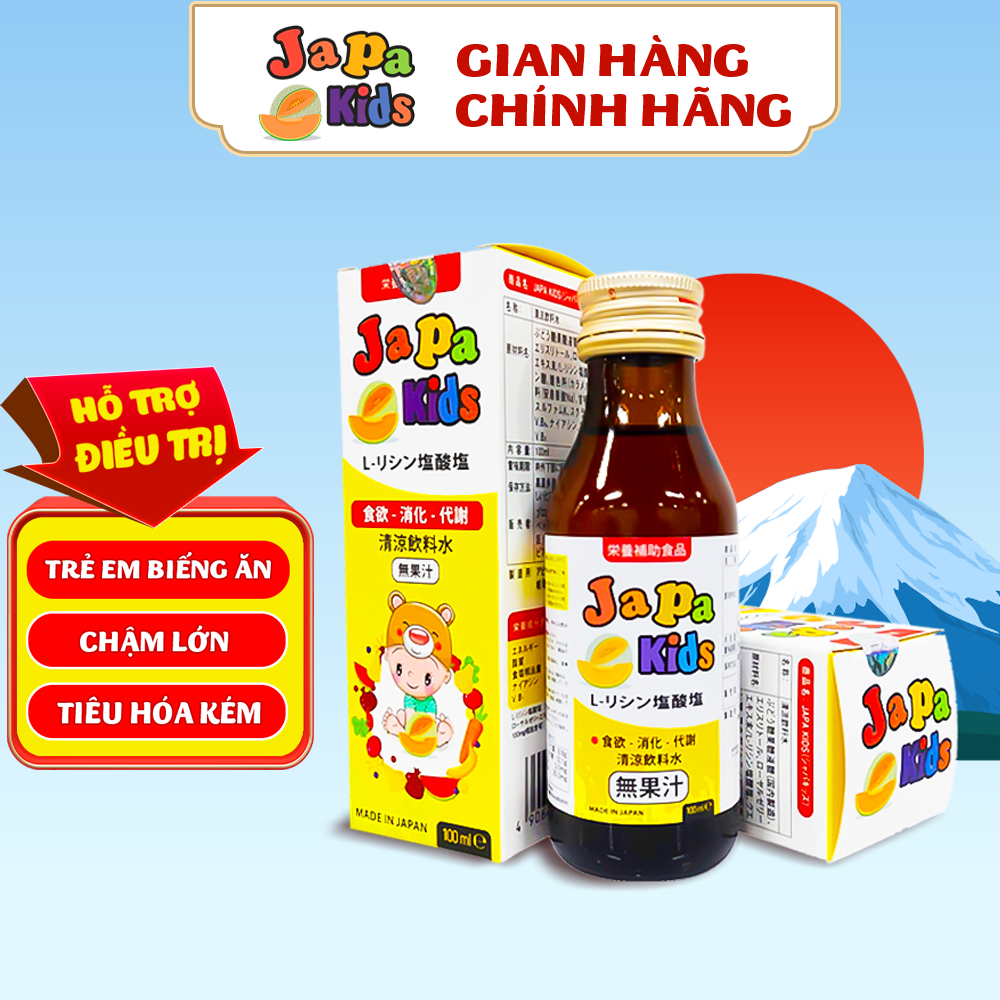 Japa kids Chính hãng Siro ăn ngon cho bé Hỗ Trợ Bé Tăng Cân Chăm Sóc Sức Khoẻ tăng cường đề kháng lọ 100ml