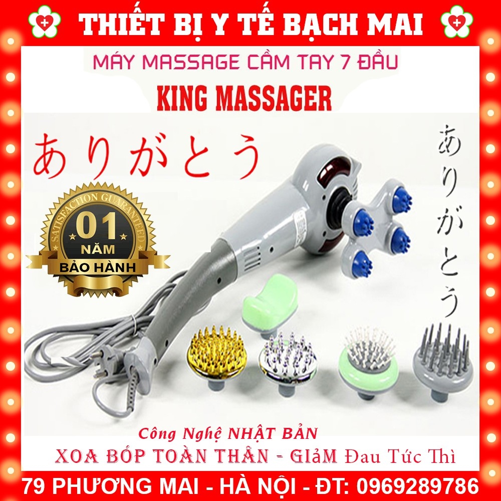 ☎﹍◈ Máy Massage Cầm Tay 7 Đầu Nhật Bản Gậy Đấm Lưng Máy Mát Xa Giảm Đau [BH 12 Tháng]