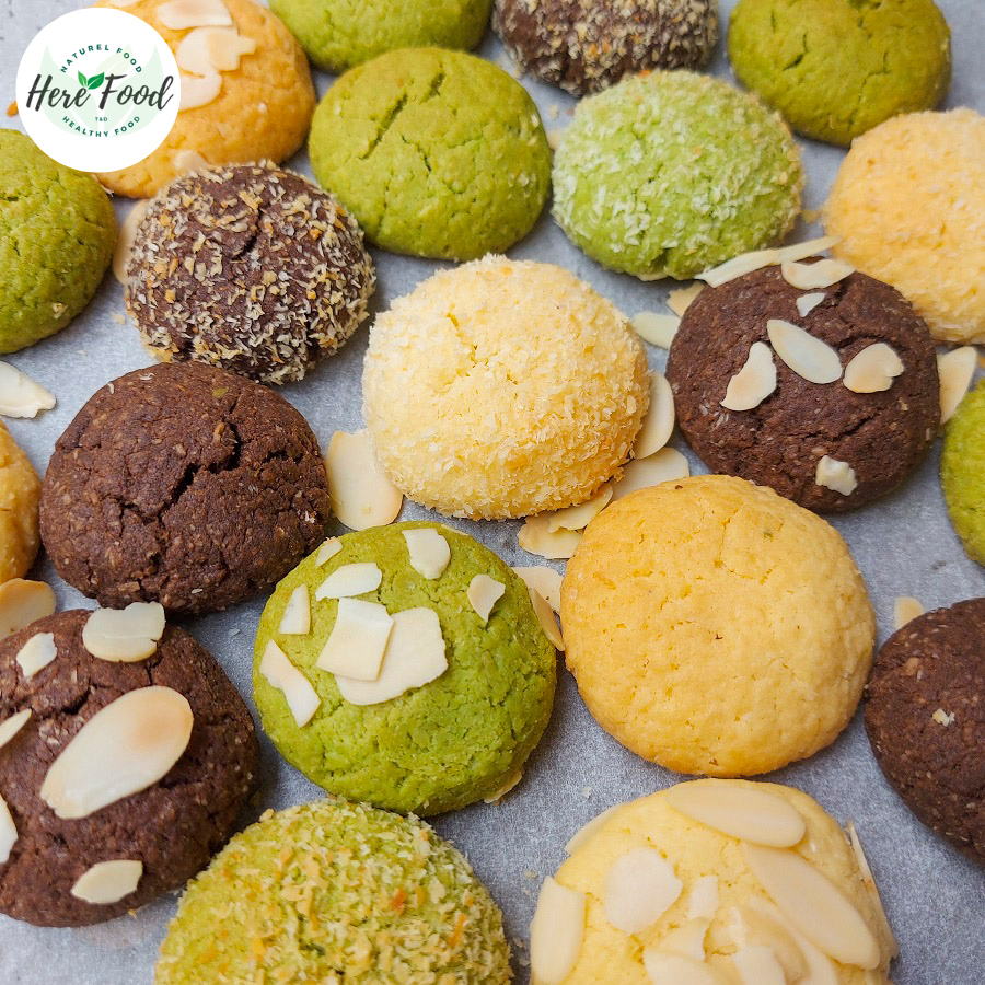 Bánh COOKIES nguyên cám, bánh hạnh nhân, yến mạch- Bánh ăn kiêng, ăn keto không đường tốt cho sức khỏe Hũ 250gr