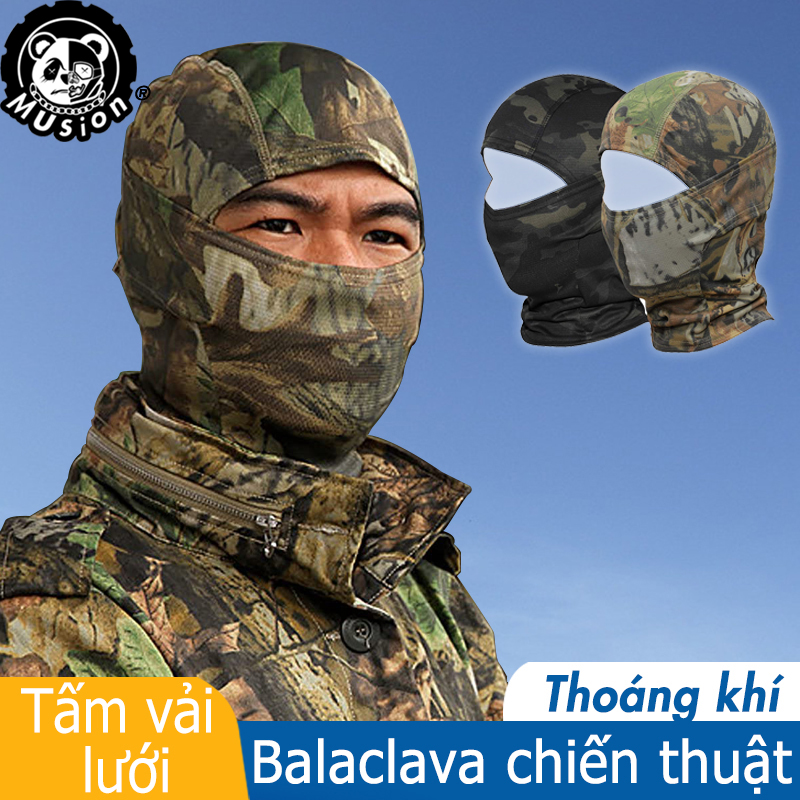 Musion Khăn trùm kín mặt chống nắng chống bụi thoáng khí mềm mại cho hoạt động ngoài trời và đạp xe