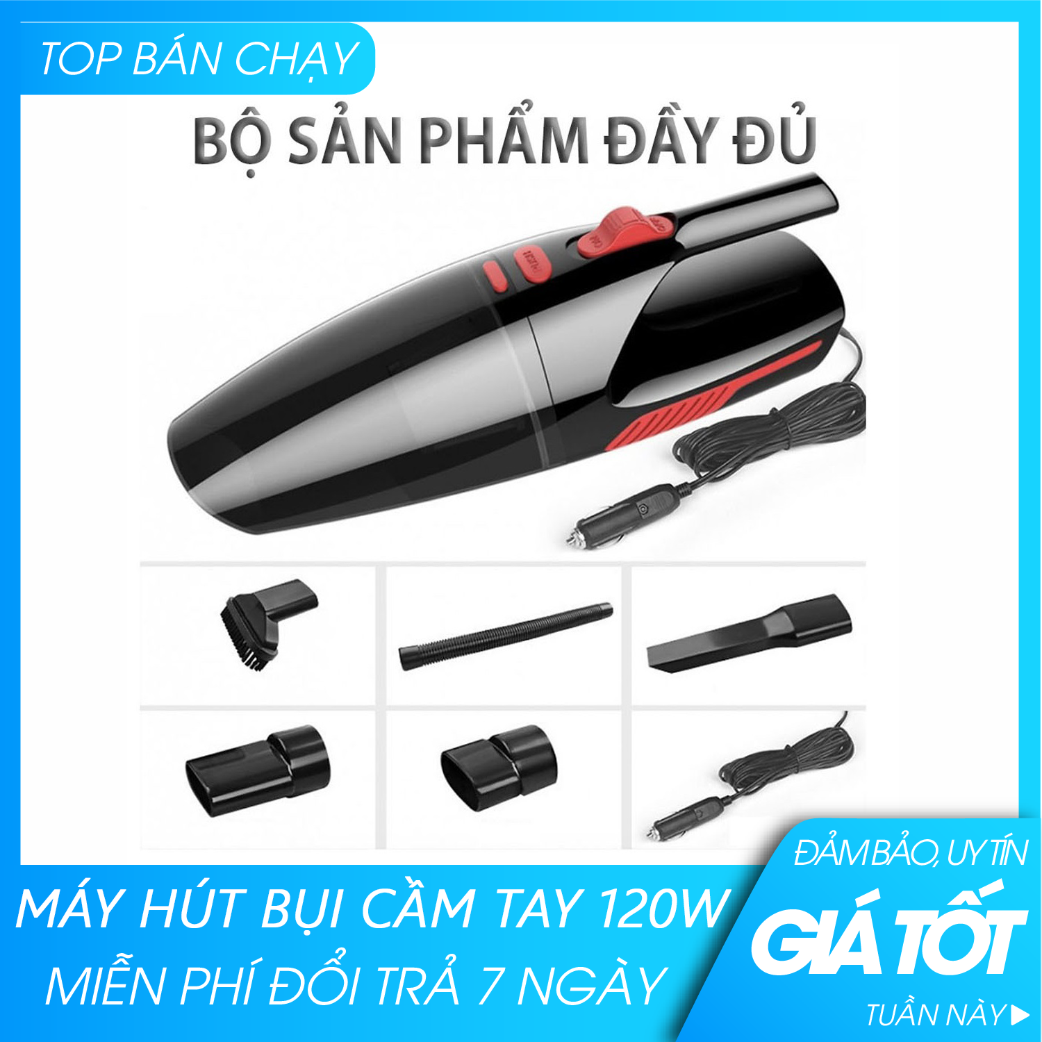 Máy hút bụi cầm tay - Máy hút bụi dùng trong nhà hoặc trong ô tô - Thiết kế lưới lọc HEPA, làm sạch không khí - Máy hút bụi cao cấp - Hỗ trợ đổi trả 7 ngày
