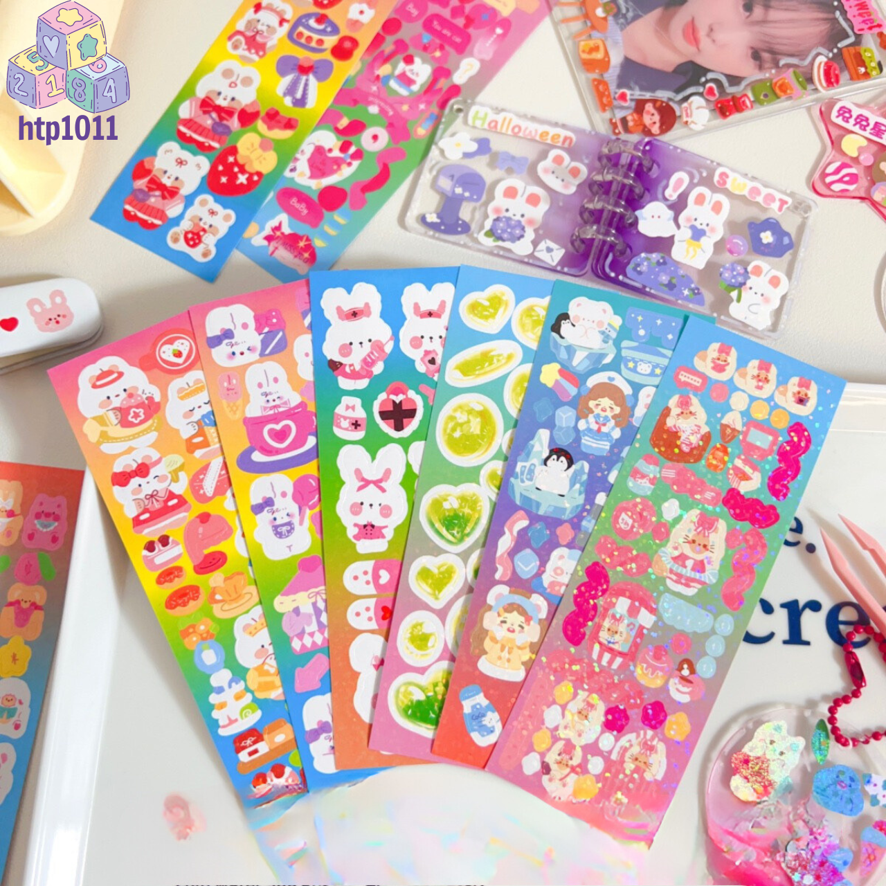 Set 100 tấm sticker lấp lánh dễ thương trang trí toploader khung ảnh idol siêu rẻ