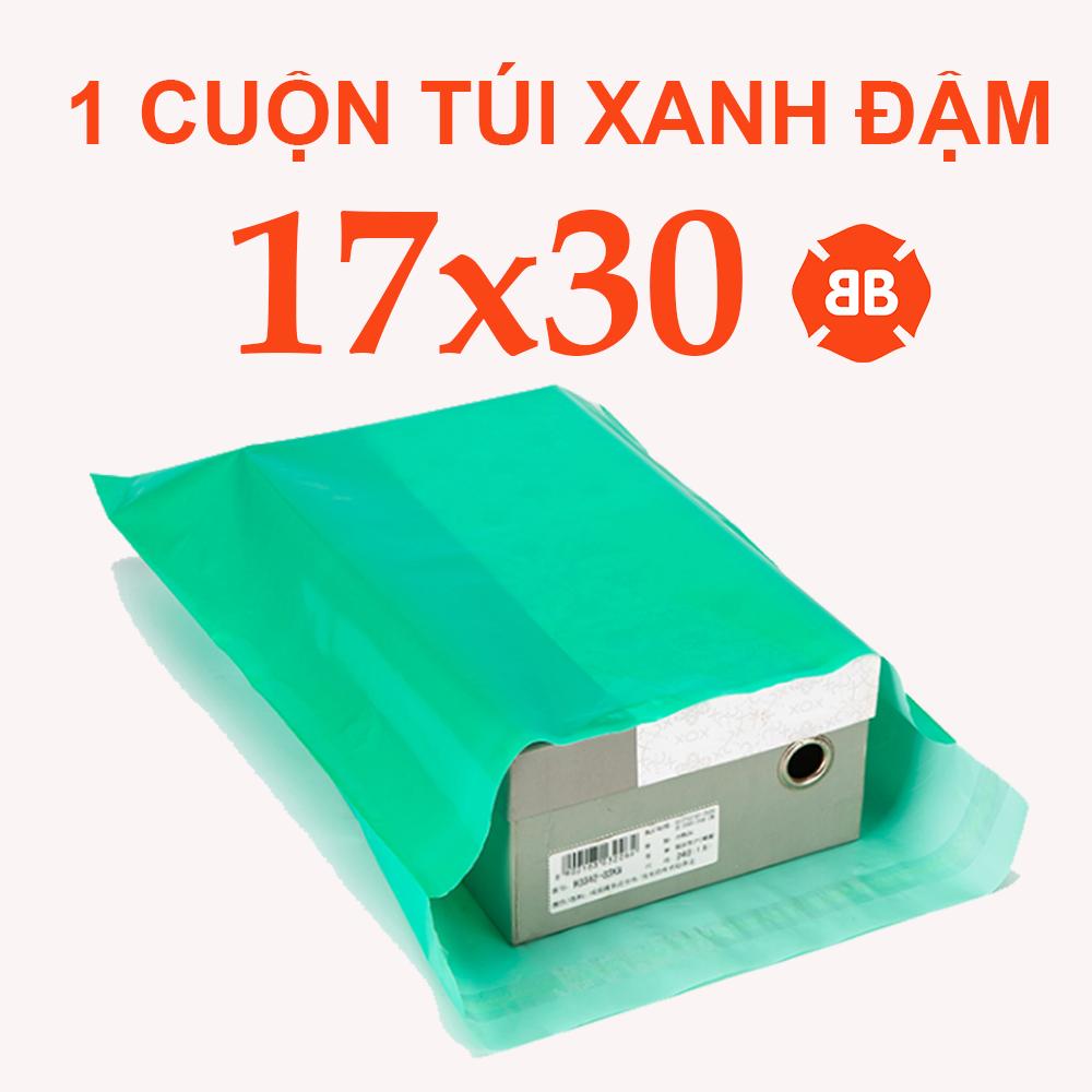 [17*30 cm Xanh lá đậm] 1 cuộn Túi đóng hàng niêm phong - Gói combo tiết kiệm hơn - Chống thấm, keo siêu dính, chống bóc hàng (100 túi)