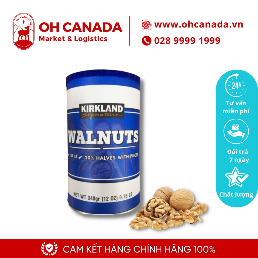 Hạt óc chó tách vỏ kirkland walnuts của mỹ hộp 340g