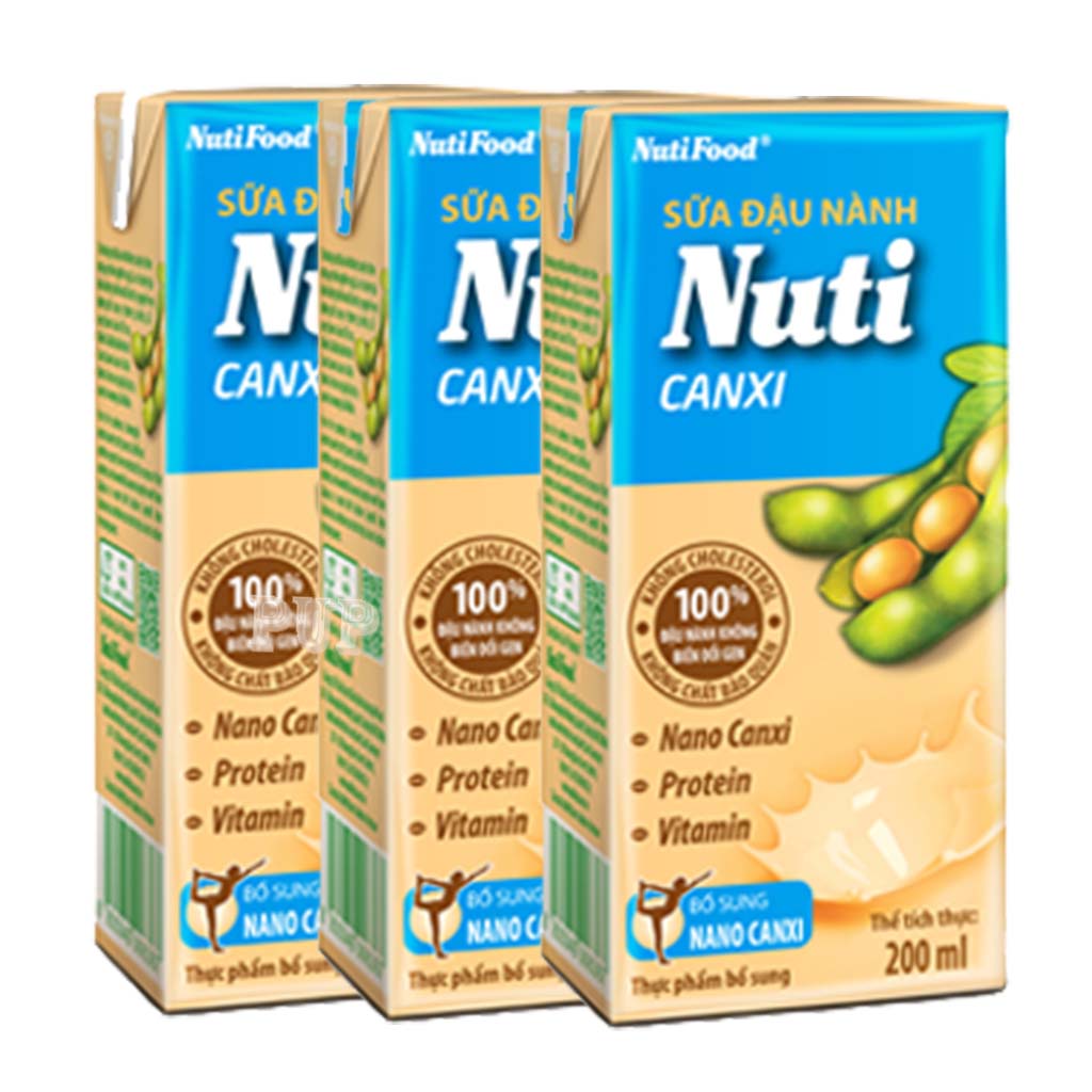 3 Hộp Sữa Đậu Nành Nuti Canxi Hộp 200-PUP Store