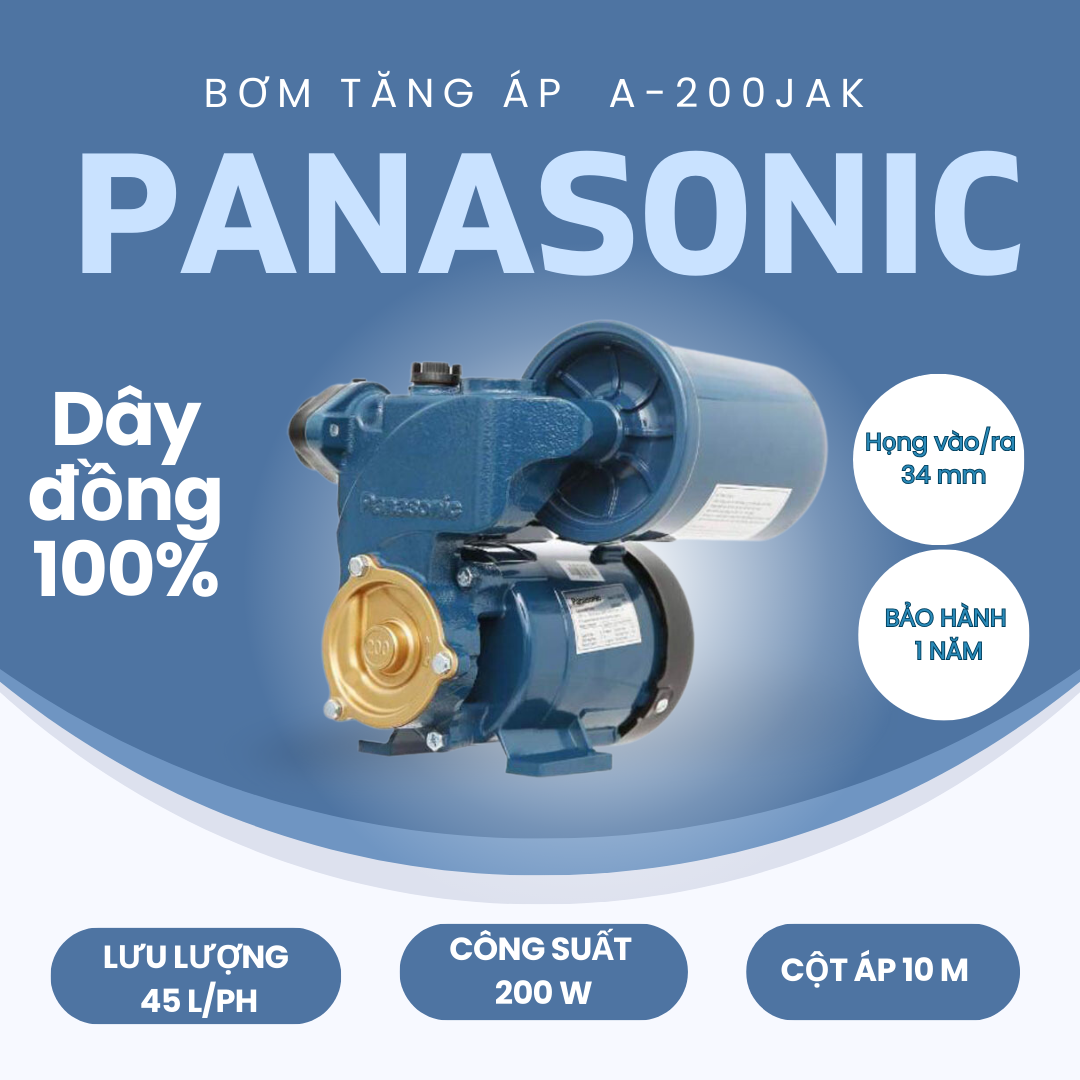Máy bơm tăng áp panasonic a-200jak 200w