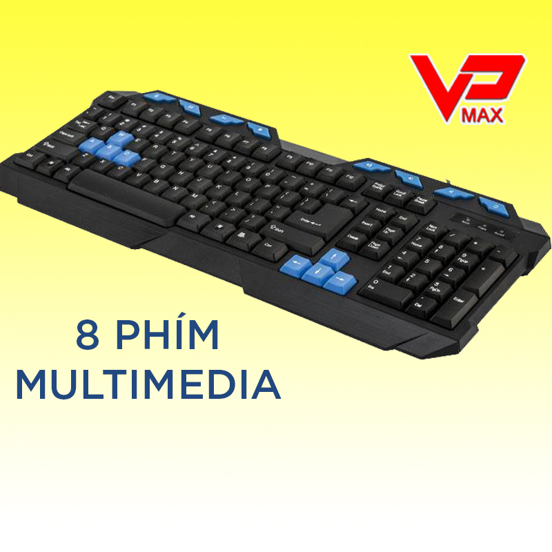 Bàn phím máy tính chơi game Fortech KB132 với 8 phím media tiện dụng cực êm - vpmax