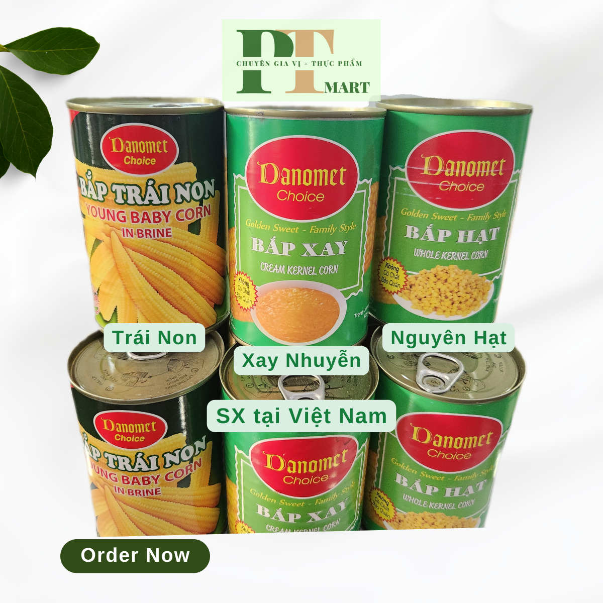 Bắp hạt / bắp xay nhuyễn / bắp trái non đóng hộp danomet 400g.
