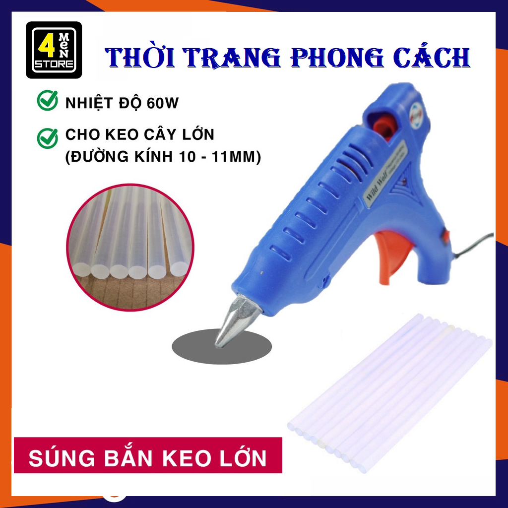 Súng Bắn Keo Nến Silicon Máy 60W Và 10 Cây Keo Lớn - Sửa Chữa Gia Đình, Làm Đồ Hand Made ⚡ Tặng Kèm 10 Keo Silicon ⚡