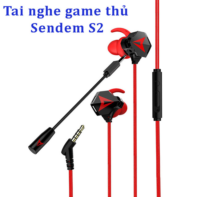 Tai nghe game thủ sendem S2 - Bảo hành 12 tháng, tai nghe s2, Tai nghe dây game thủ, Tai nghe nhét tai, tai nghe kèm mic, Tai nghe cao cấp, Aha Case - Tai nghe game thủ sendem S2