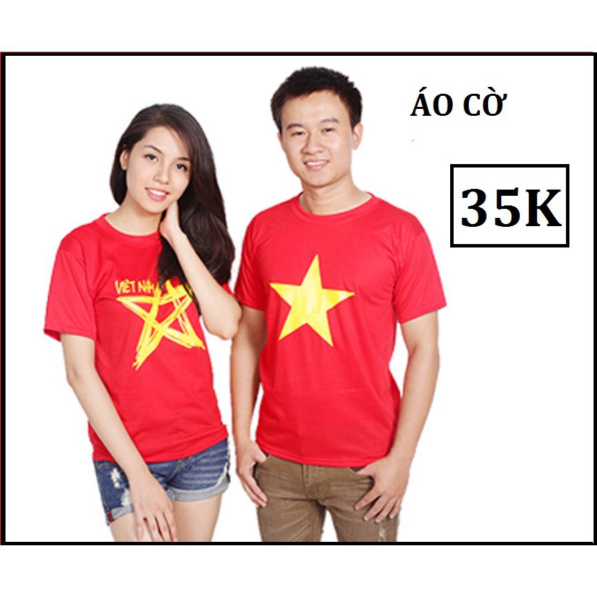 Áo cờ việt nam áo cờ đỏ sao vàng vải cotton 95% chất đẹp co dãn thấm mồ hôi tốt