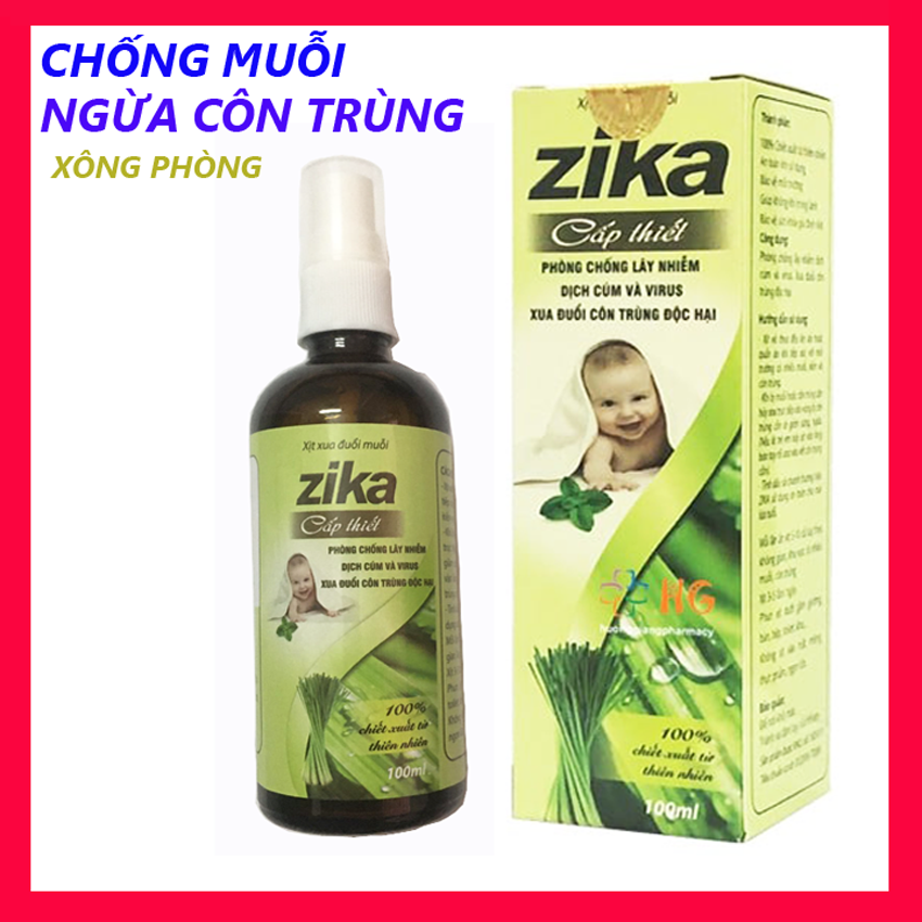 Tinh Dầu Sả Chanh - Zika 100ml - Xua đuổi muỗi - Kiến - Phòng ngừa sốt xuất huyết-Xịt Đuổi Muỗi - Xịt Đuổi Côn Trùng