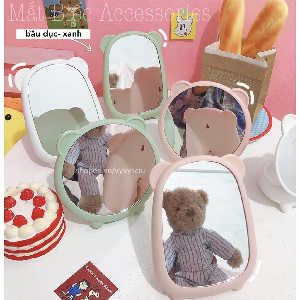 Gương trang điểm để bàn tai gấu siêu xinh G02