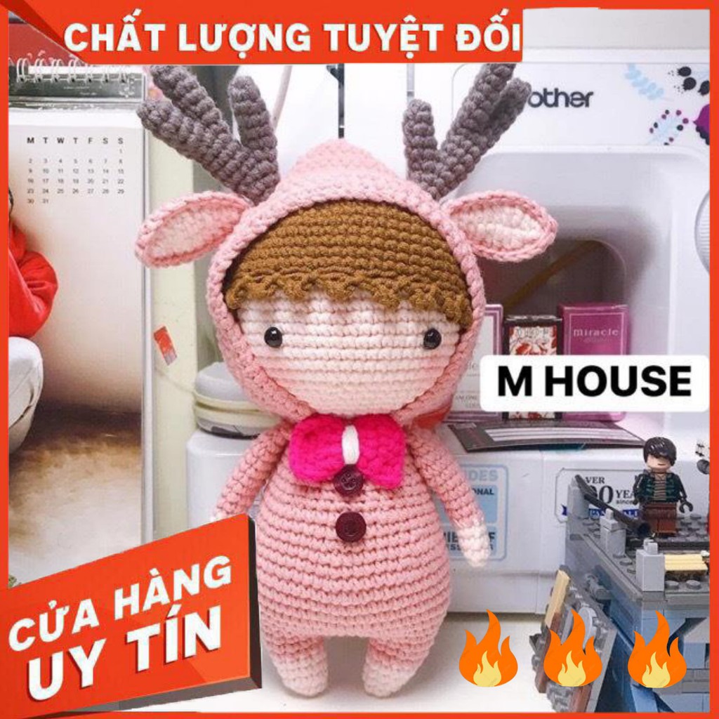 Búp bê hươu- búp bê len - gấu bông an toàn cho bé- quà tặng handmade