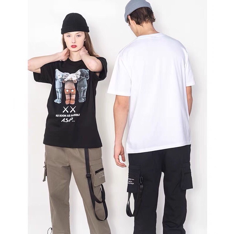 Áo thun tay lỡ cổ tròn in họa tiết 3 gấu XX form rộng unisex/ Áo phông nam nữ dáng thụng dấu quần ulzzang - kudoshop