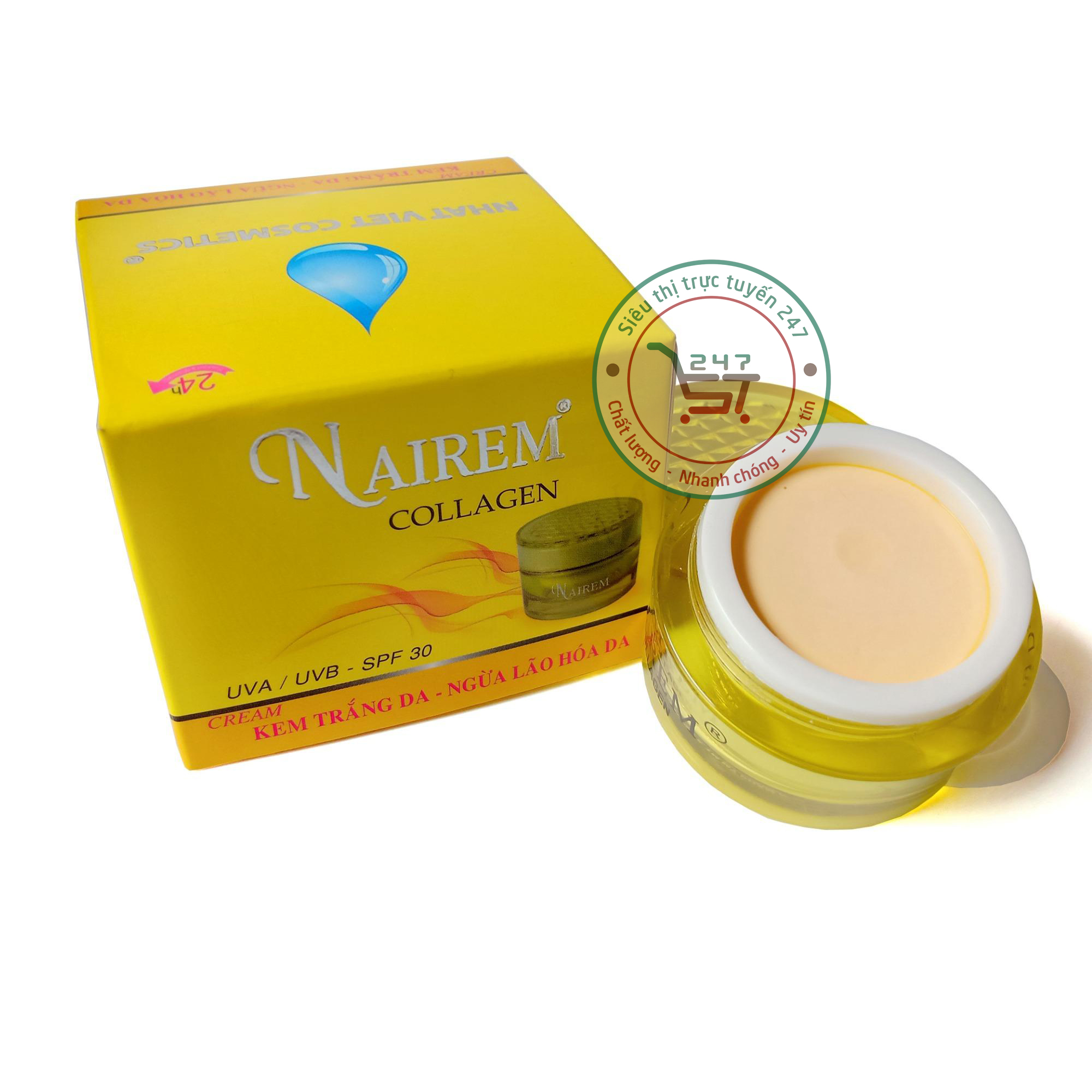 Kem dưỡng Trắng da mặt Ngừa lão hóa Se khít lỗ chân lông Nairem 10g (Vàng)