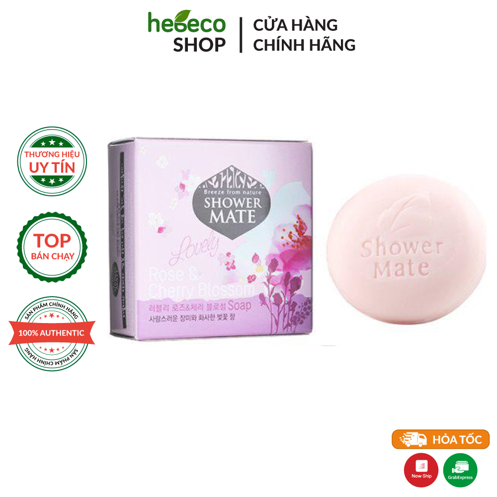 Xà bông tắm dưỡng da cao cấp giúp da mịn màng và làm sạch da showermate rose & cherry blossom 100g - hàn quốc