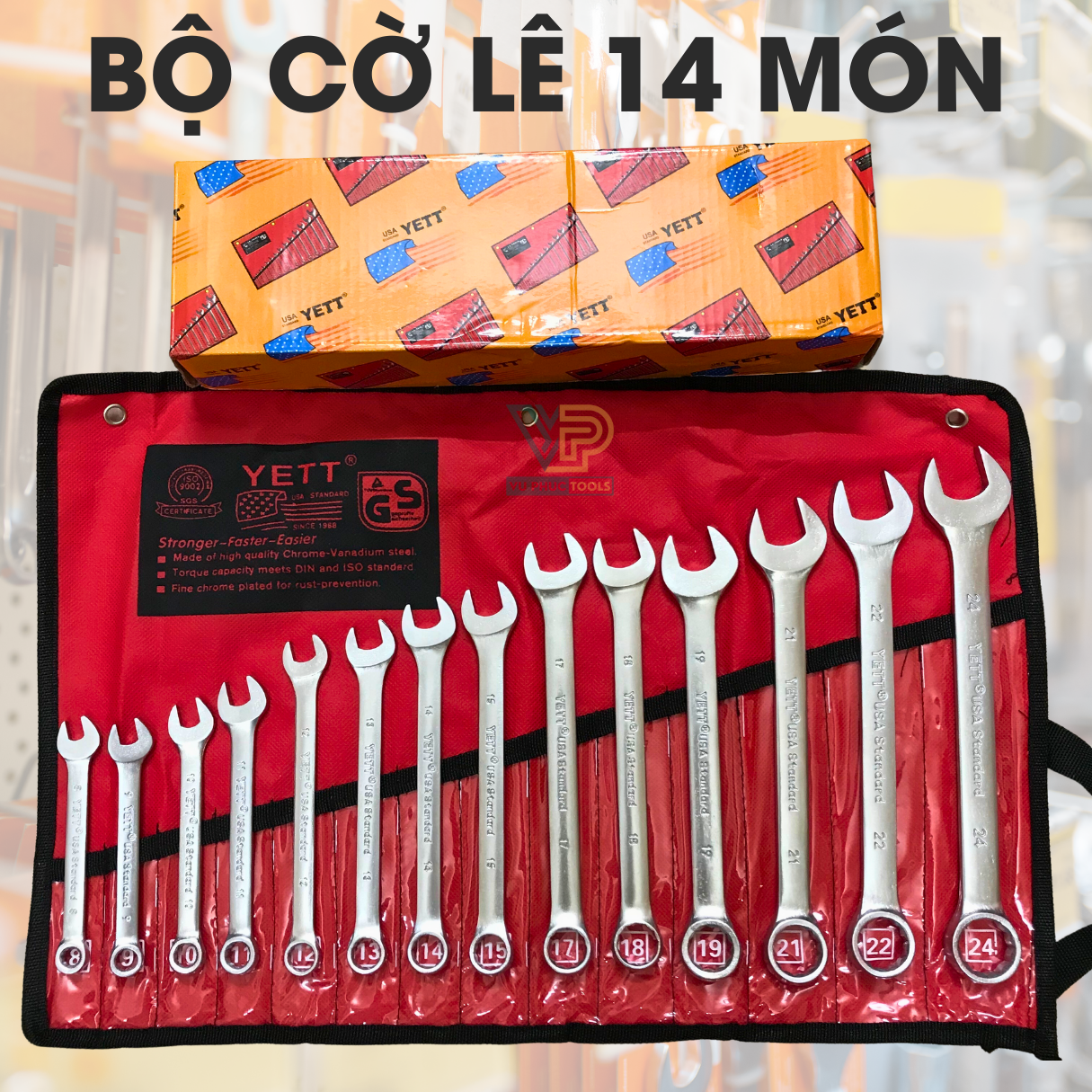 Bộ vòng miệng - cờ lê -khóa 14 cây 8-24 usa chất liệu thép cao cấp