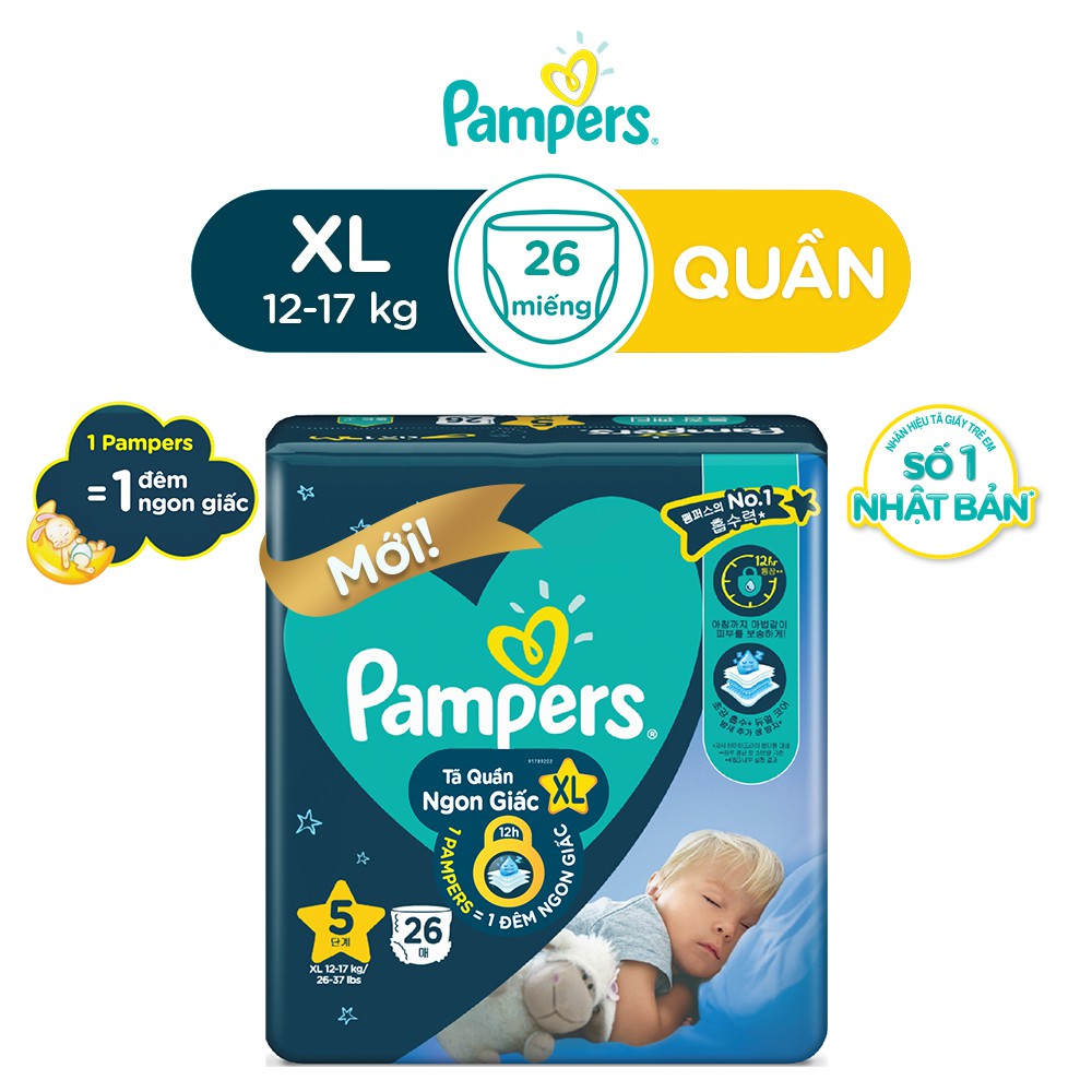 Tã quần Pampers ngủ ngon size XL 22 miếng (12-17kg)