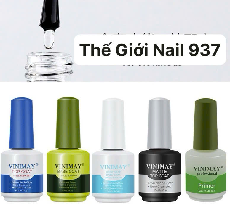 Base Top Vinimay, Cứng móng, Kiềm dầu, Top giọt sương, Top lì, Top loang, Top Cường Lực, Base 5in1, Top Kim Cương, Phá Gel Vinimay